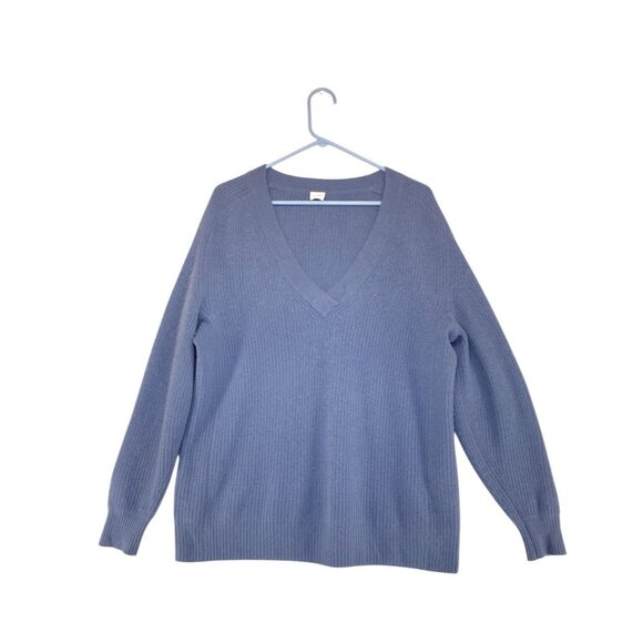 C.T. Plage Womens Long Sleeves V Neck Pullover Sweater Blue Wool Sz EUR 40 Large - Picture 1 of 9